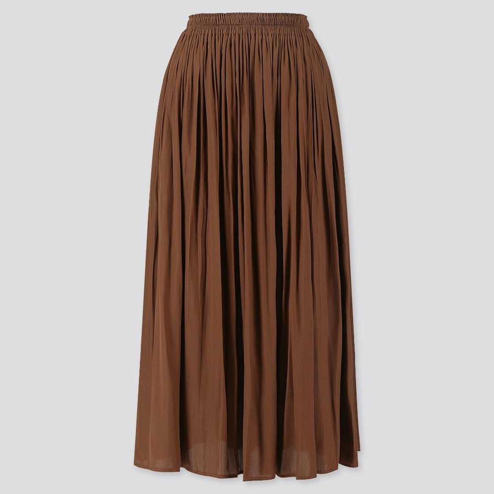 Brown Uniqlo Long Gathered Skirt